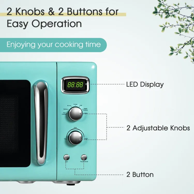 0.9 Cu.ft Retro Countertop Compact Microwave Oven-Green