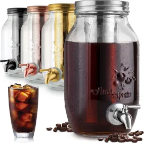 1.5 Liter Cold Brew Coffee Maker with EXTRA-THICK Glass Carafe & Stainless Steel Mesh Filter