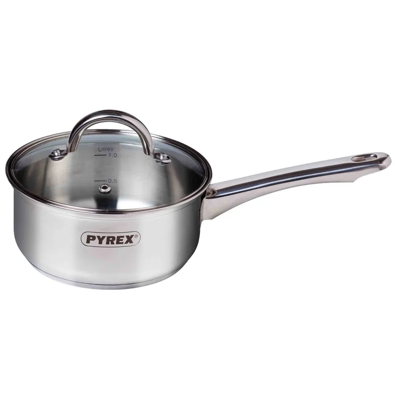 16cm Pyrex Master Stainless Steel Induction Saucepan & Lid