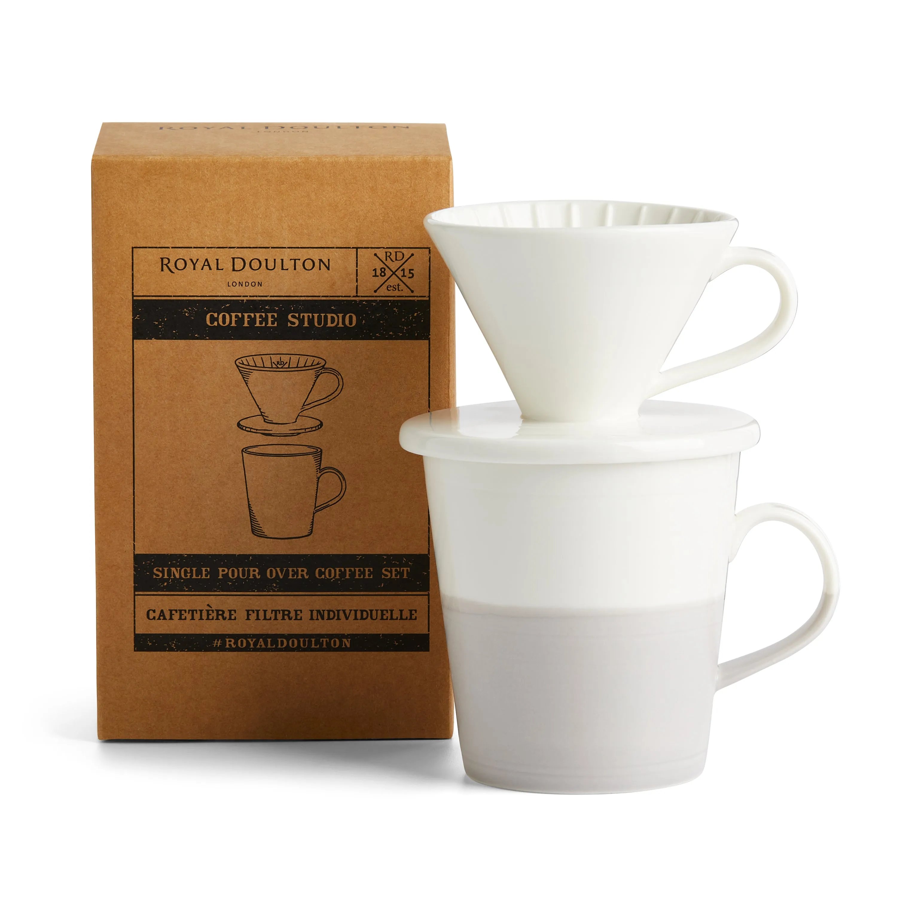 1815 Coffee Studio Grey Mug Pour Over, 2 Piece Set