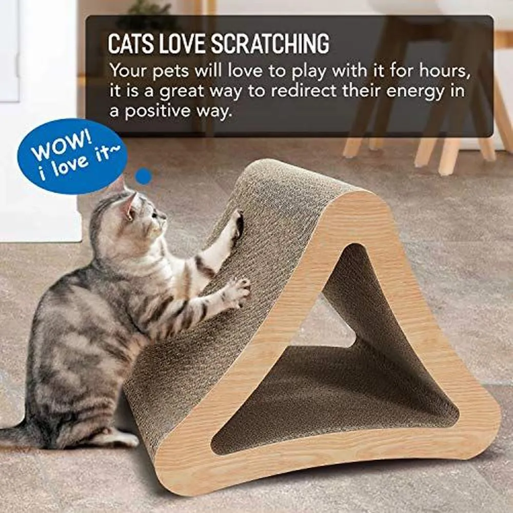 3-Sided Triangle Cat Scratching Post Scratcher Cardboard