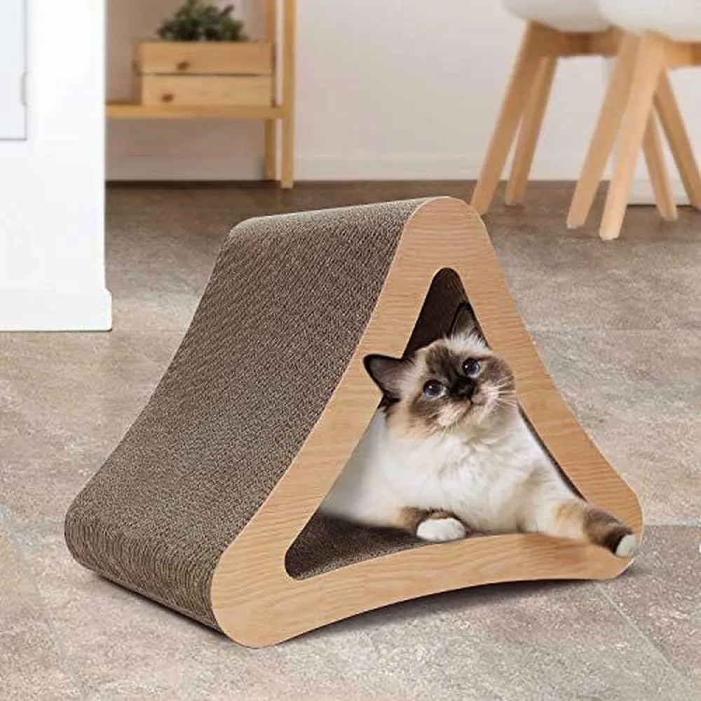 3-Sided Triangle Cat Scratching Post Scratcher Cardboard