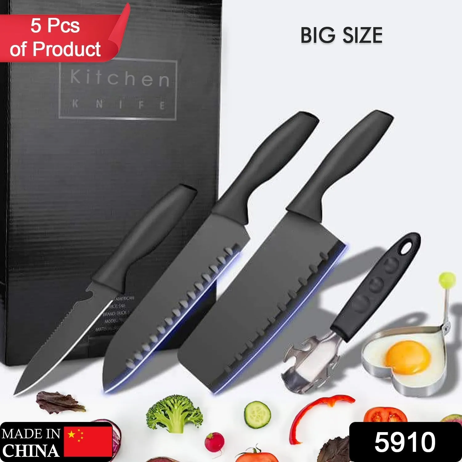 5-Piece Forged Kitchen Chef Cutlery Stainless Steel Knife Set, Chopping Knife, Chef Knife, Utility Knife, Butcher Knife (5pc)