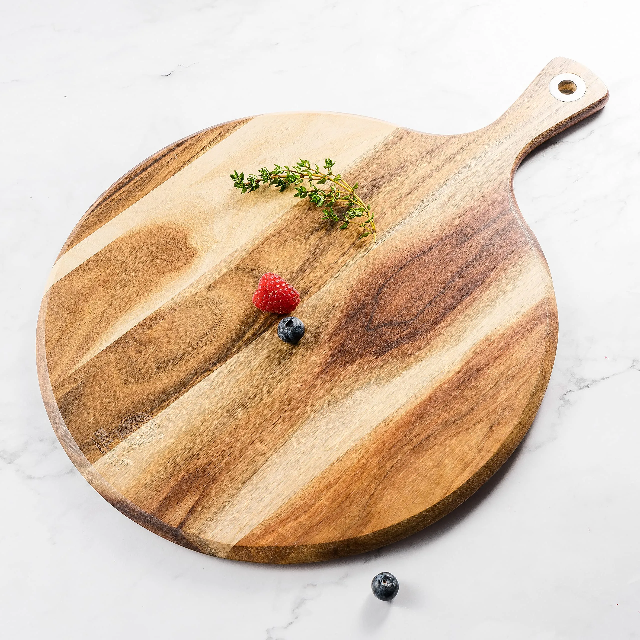 Acacia Wood Cutting Board with Handle Pizza Paddle Serving Board for Cheese, Meat, Fruit and Bread