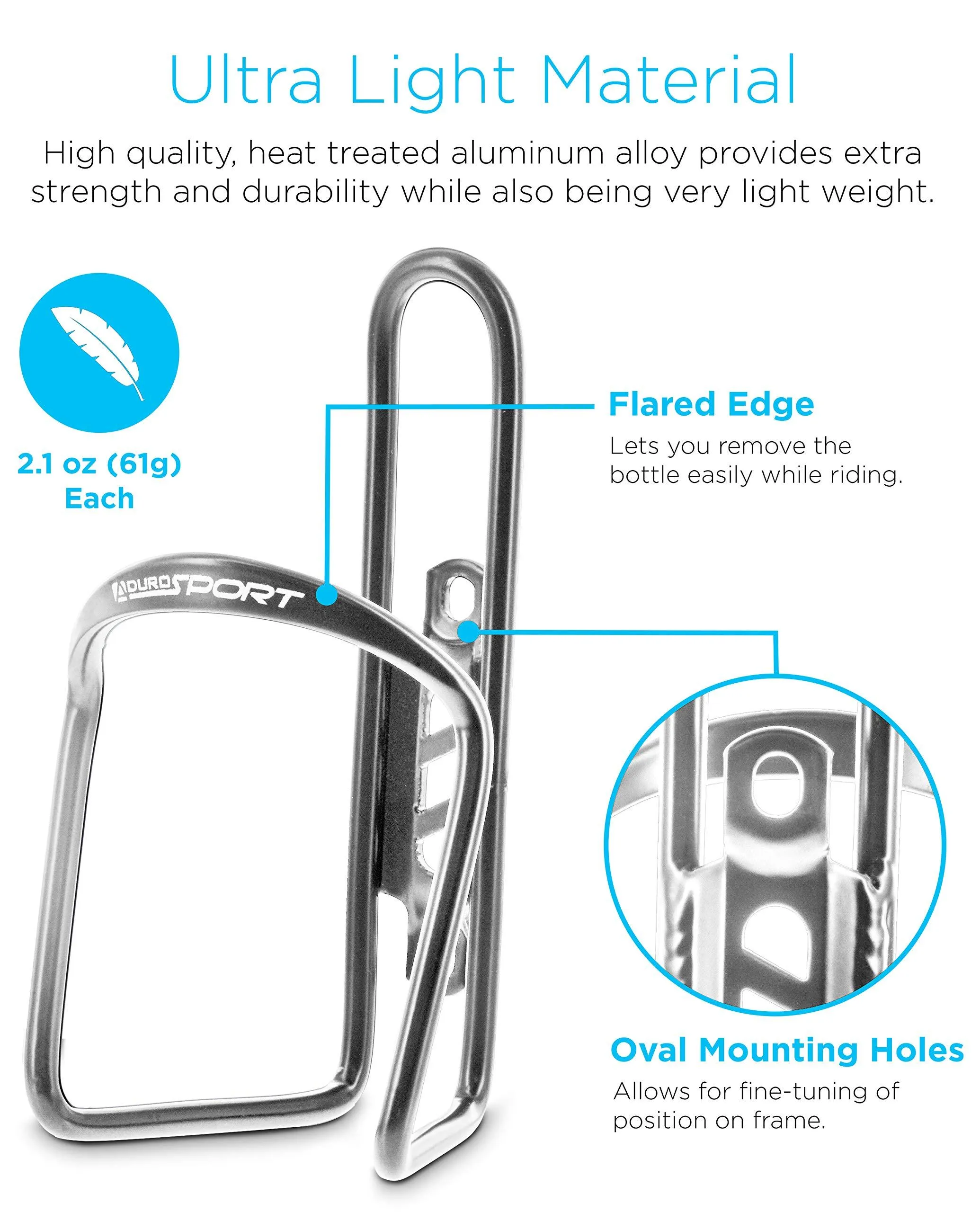 Aduro Bike Water Bottle Holder Aluminum Cage 2X Pack Bicycle Water Bottle Mount