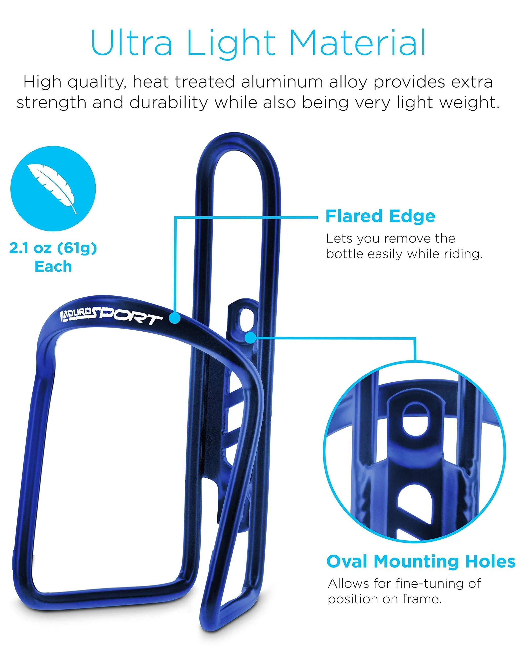 Aduro Bike Water Bottle Holder Aluminum Cage 2X Pack Bicycle Water Bottle Mount