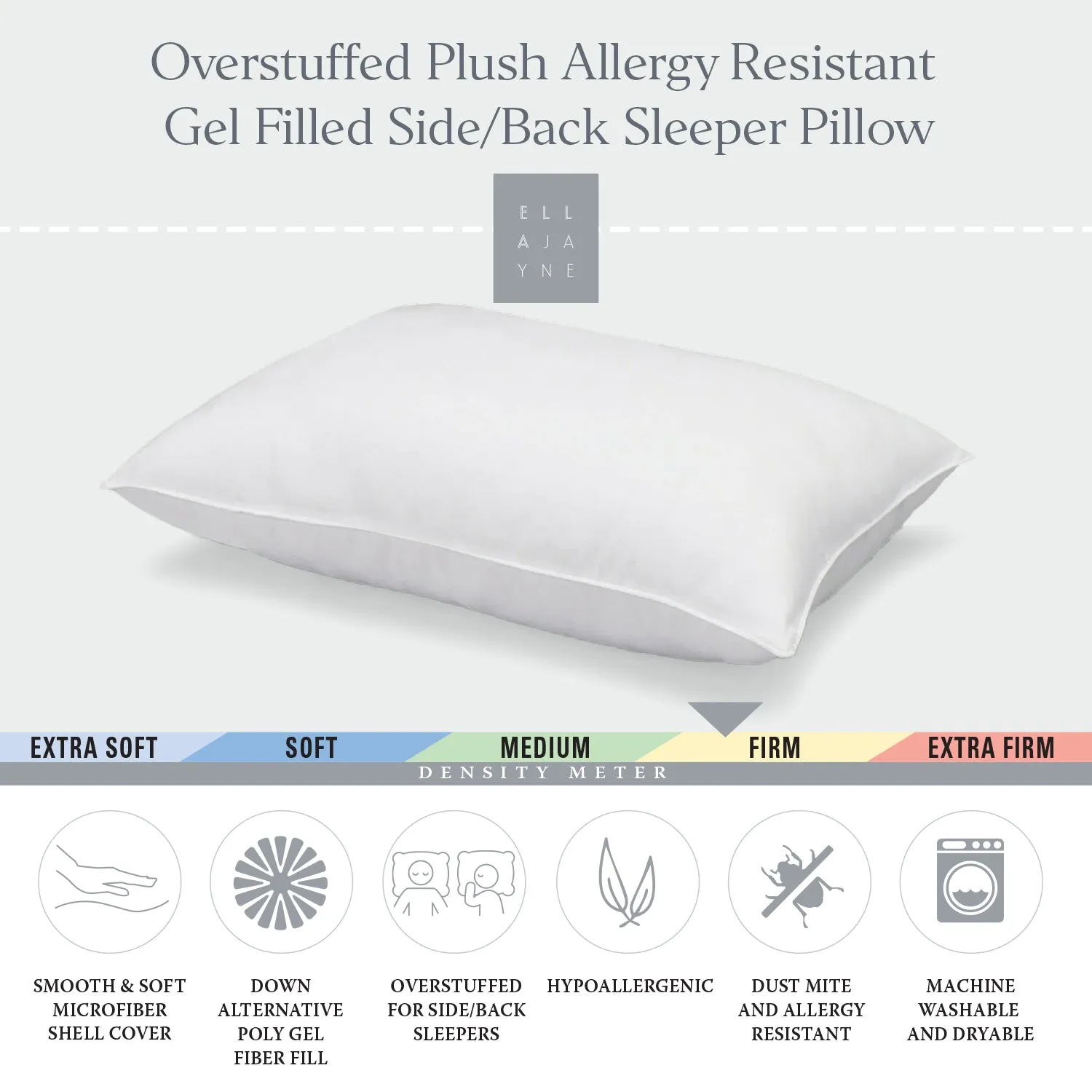 Allergy Free Bundle | Overstuffed Plush Allergy Resistant Gel Filled Side/Back Sleeper Pillow and Allergy-Free Dust Mite Free Mattress Protector