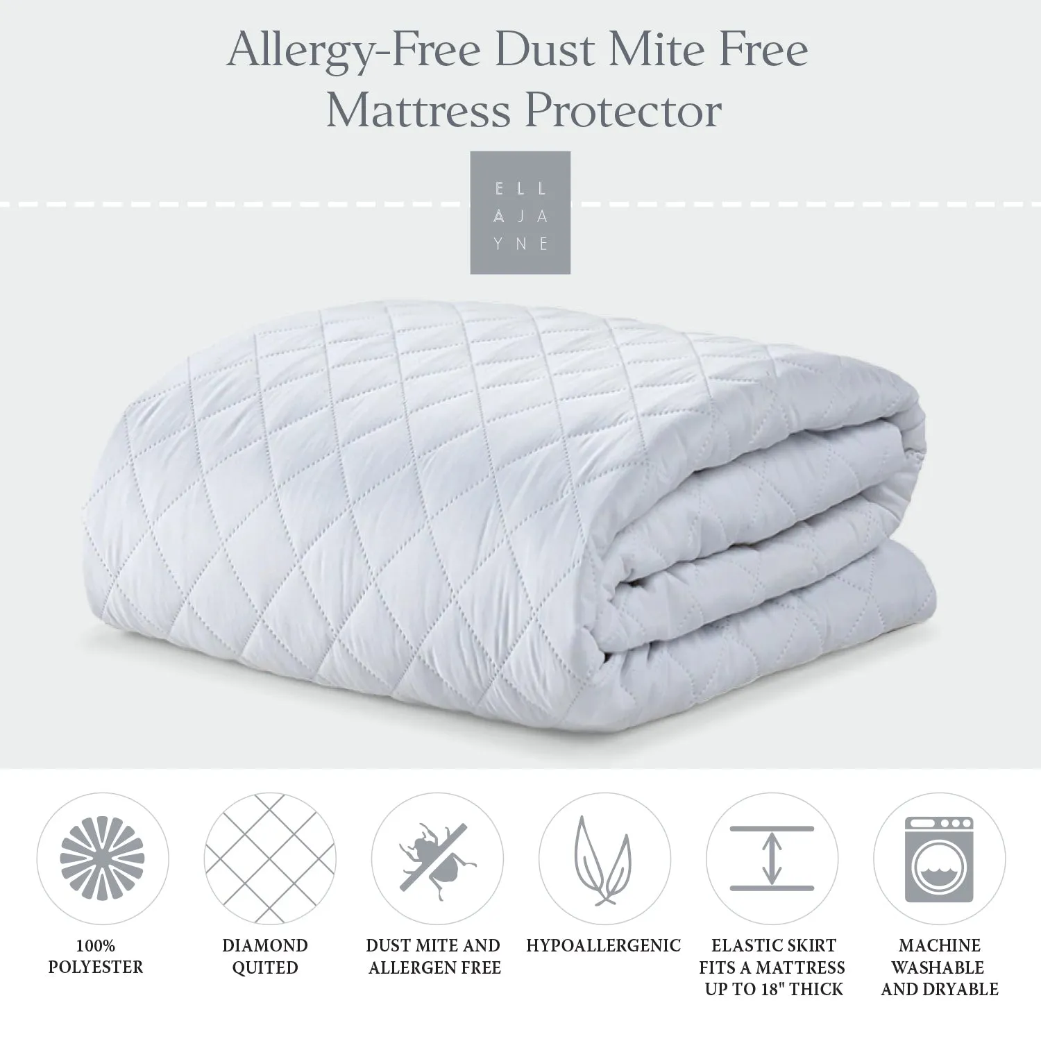 Allergy Free Bundle | Overstuffed Plush Allergy Resistant Gel Filled Side/Back Sleeper Pillow and Allergy-Free Dust Mite Free Mattress Protector