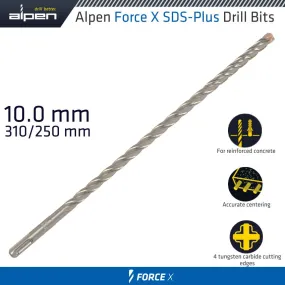 ALPEN FORCE X 10.0 x 310/250  SDS-PLUS DRILL BIT X4 CUTTING EDGES ALP845010