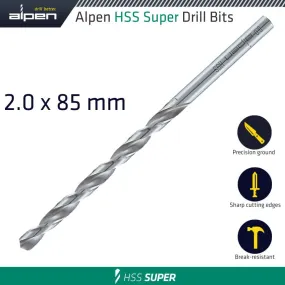 ALPEN HSS DRILL BIT LONG 2 X 85MM BULK ALP55102