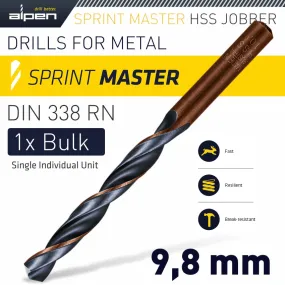 ALPEN HSS SPRINT MASTER 9.8MM BULK DIN 338 ALPEN DRILL BIT ALP6260098