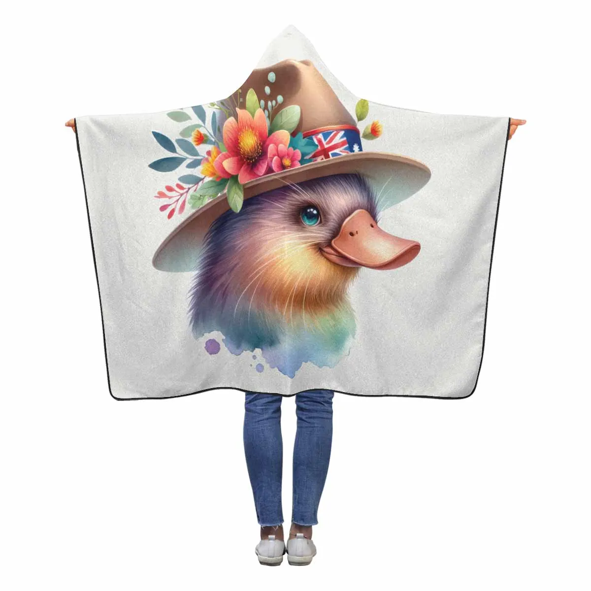 Australian Animal Platypus Awd1318  Hooded Blanket 60"x50"