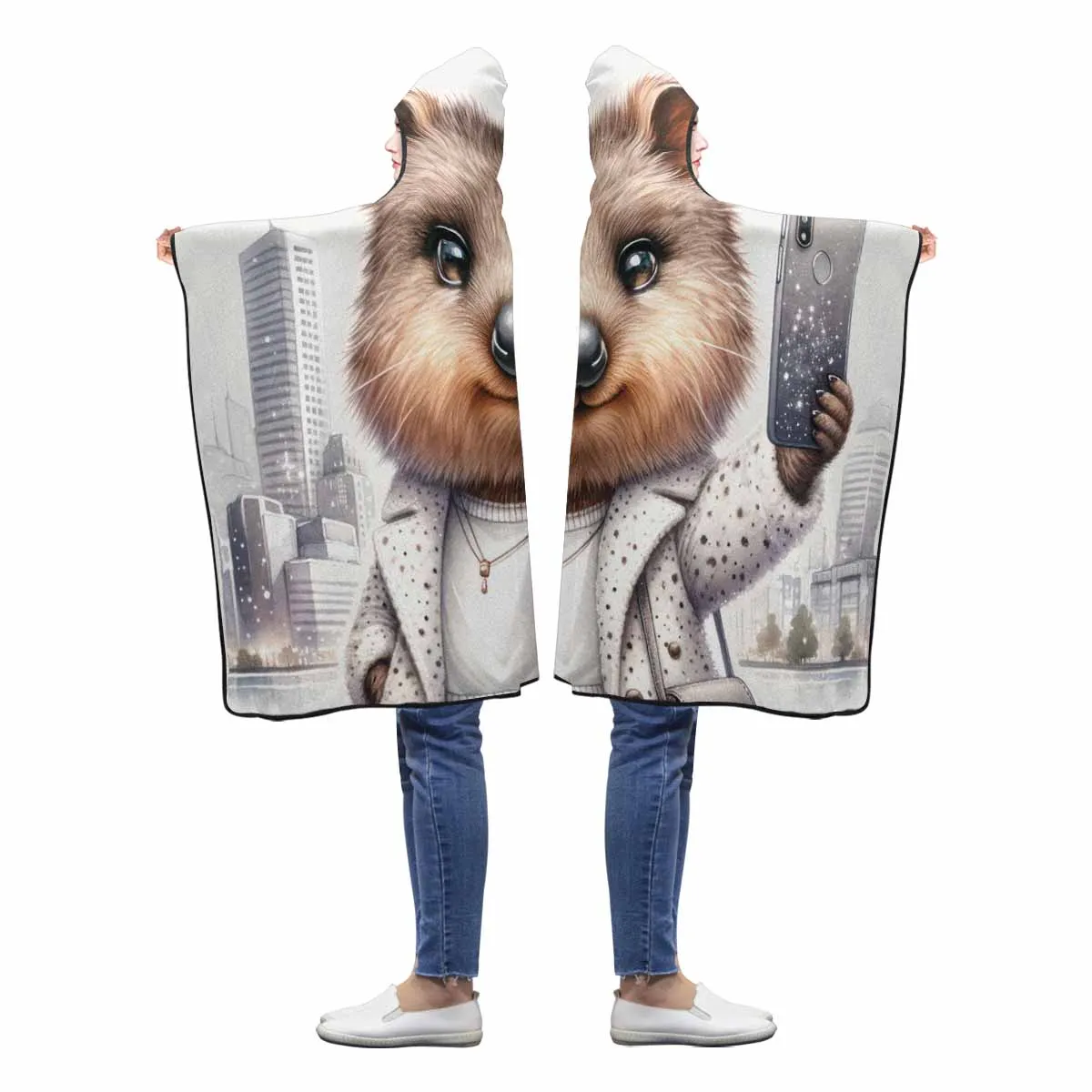 Australian Animal Quokka Awd1331  Hooded Blanket 50"x40"