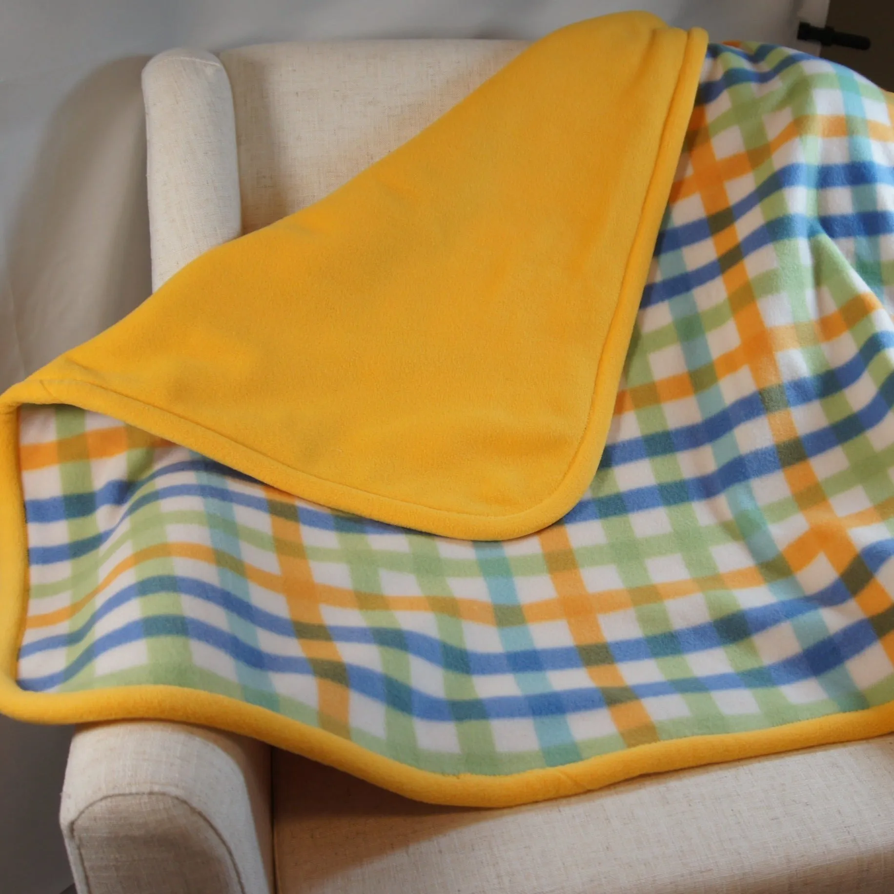 Baby - Blanket - Blue, Green and Yellow Checked