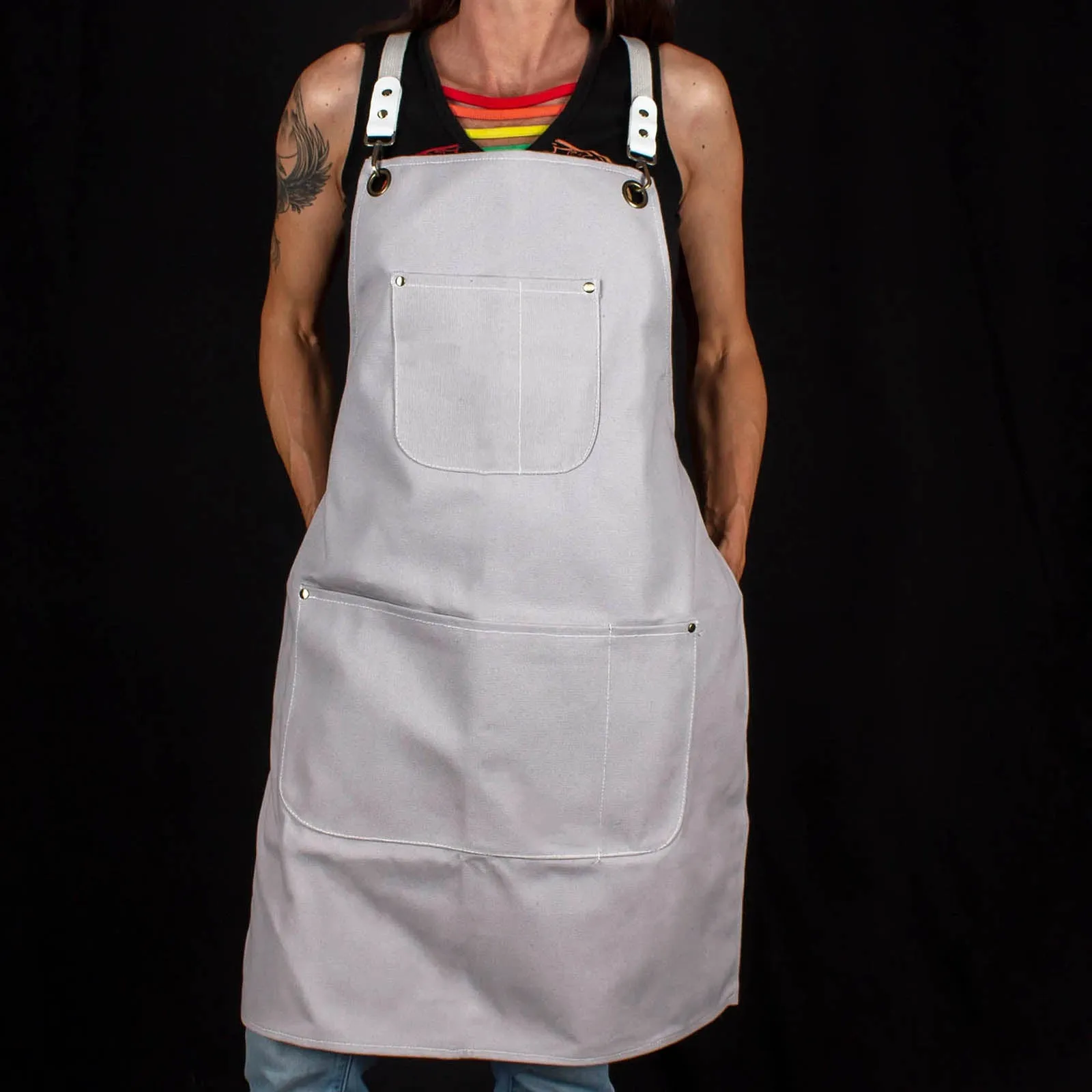 BarConic® Grey Canvas Apron With Adjustable Straps