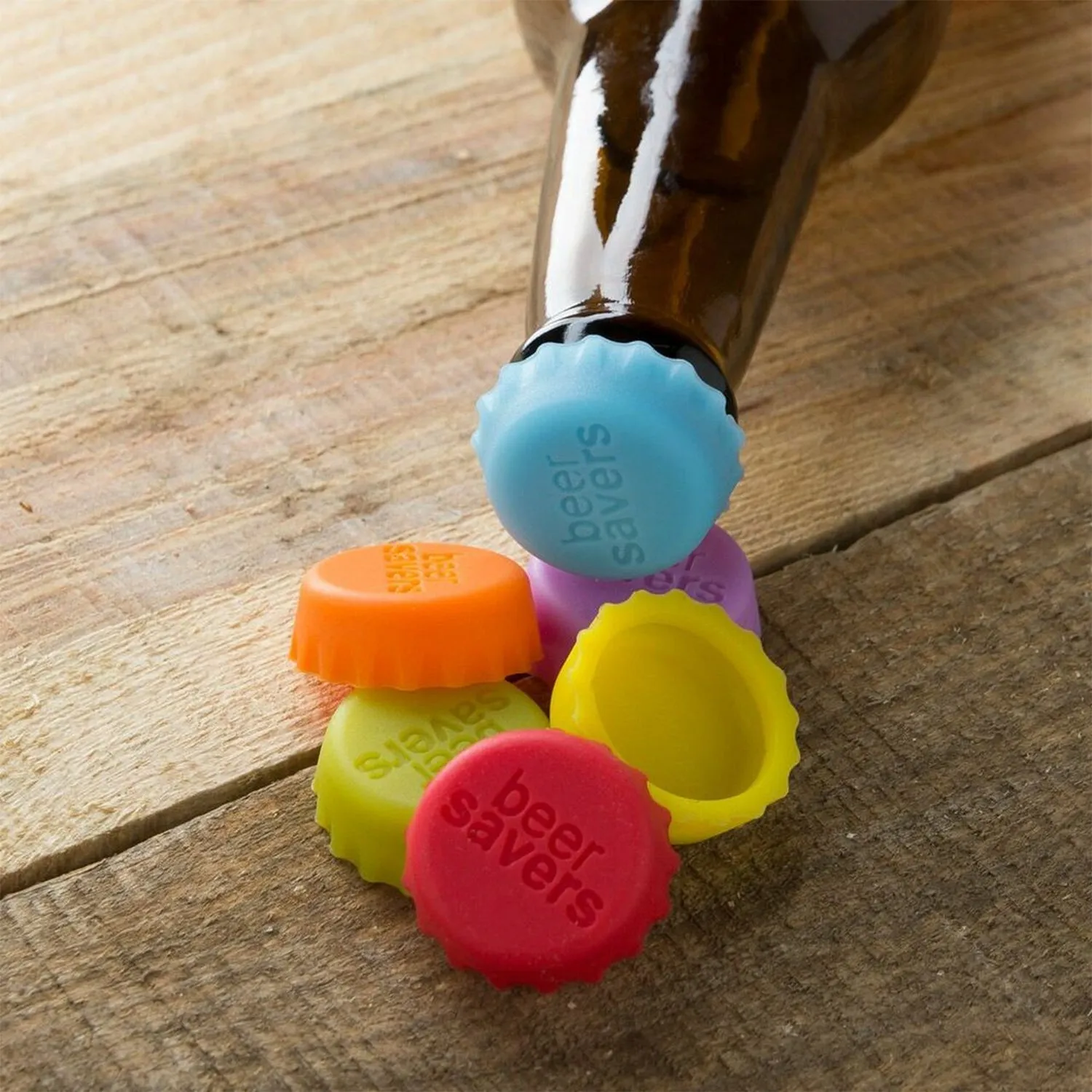 Beer Savers Caps 6Pc used in soda and cold-drink bottles for covering bottle mouth.