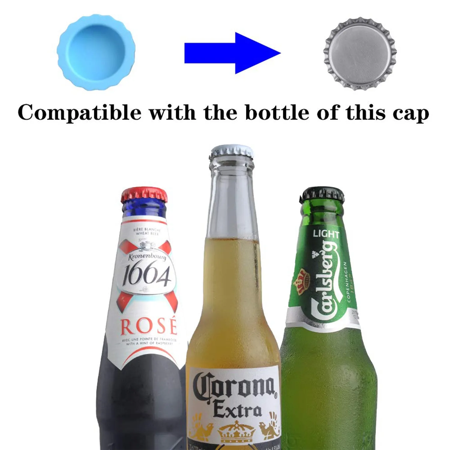 Beer Savers Caps 6Pc used in soda and cold-drink bottles for covering bottle mouth.