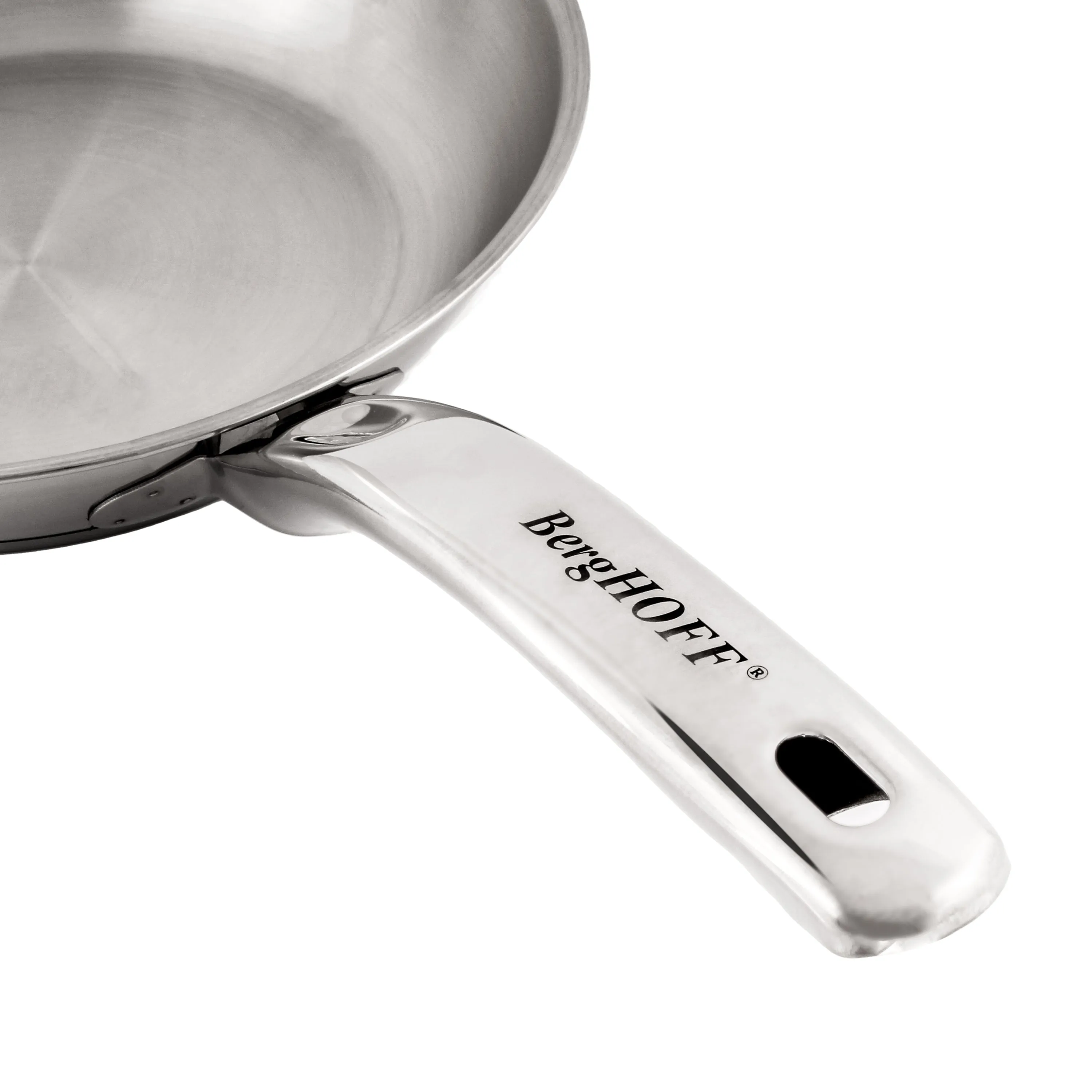 BergHOFF Belly Shape 3pc 18/10 Stainless Steel Fry Pan & Saucepan Cookware Set with Glass Lid