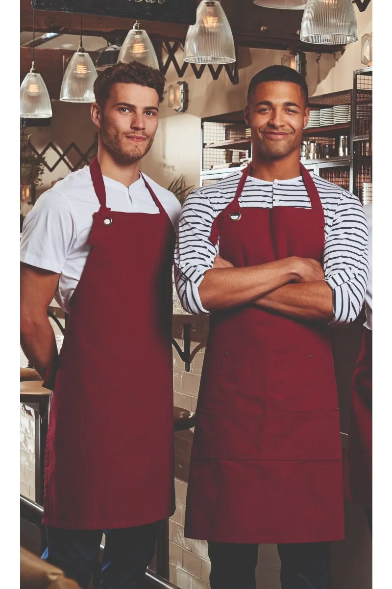 Black "Calibre" Heavy Cotton Canvas Adjustable Bib Apron (No Pockets)