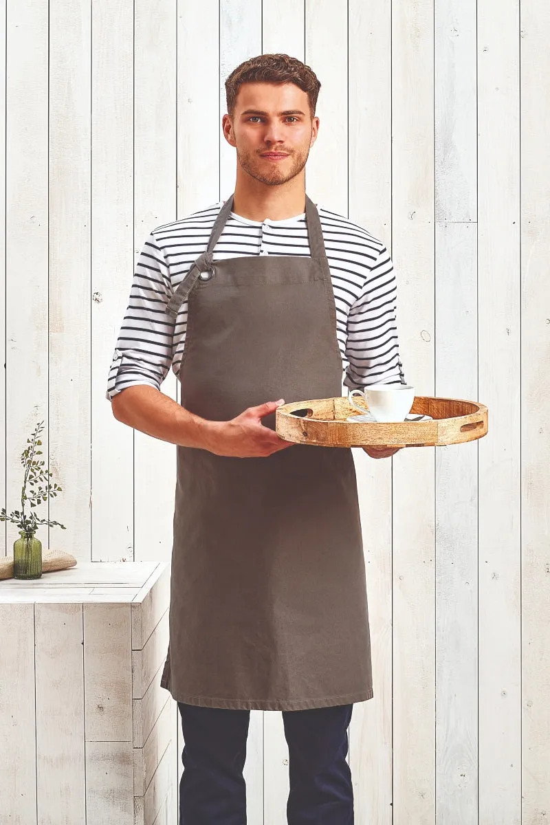 Black "Calibre" Heavy Cotton Canvas Adjustable Bib Apron (No Pockets)