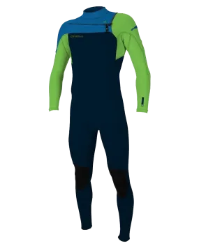 Boys Hammer 3/2mm Chest Zip Wetsuit in Abyss, DayGlo & Ocean