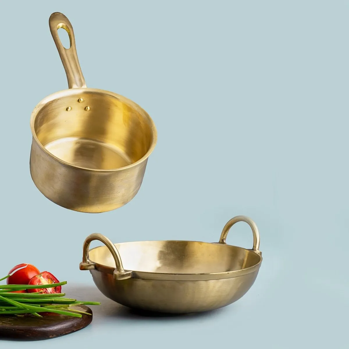 Bronze/ Kansa Handmade Combo (Kadai   Milk Sauce Pan)