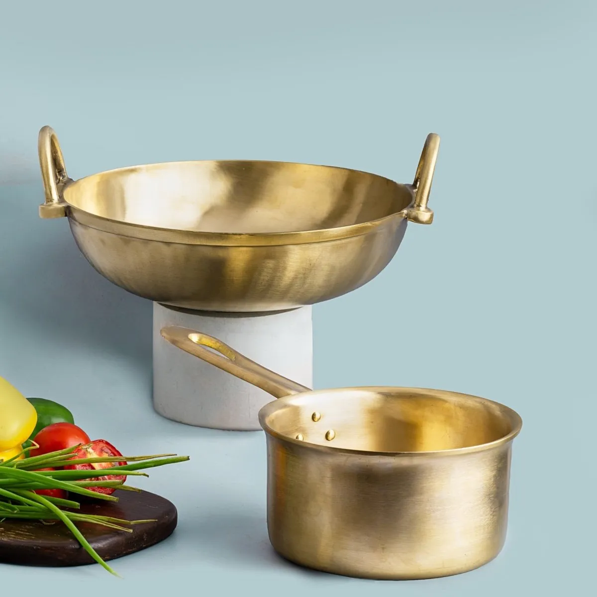 Bronze/ Kansa Handmade Combo (Kadai   Milk Sauce Pan)