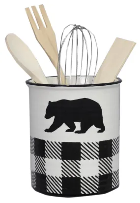 Buffalo Plaid Bear Cabin Kitchen Tool Holder