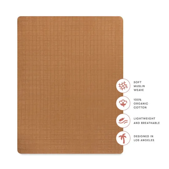 Burnt Sienna Organic Muslin Midi Crib Sheet