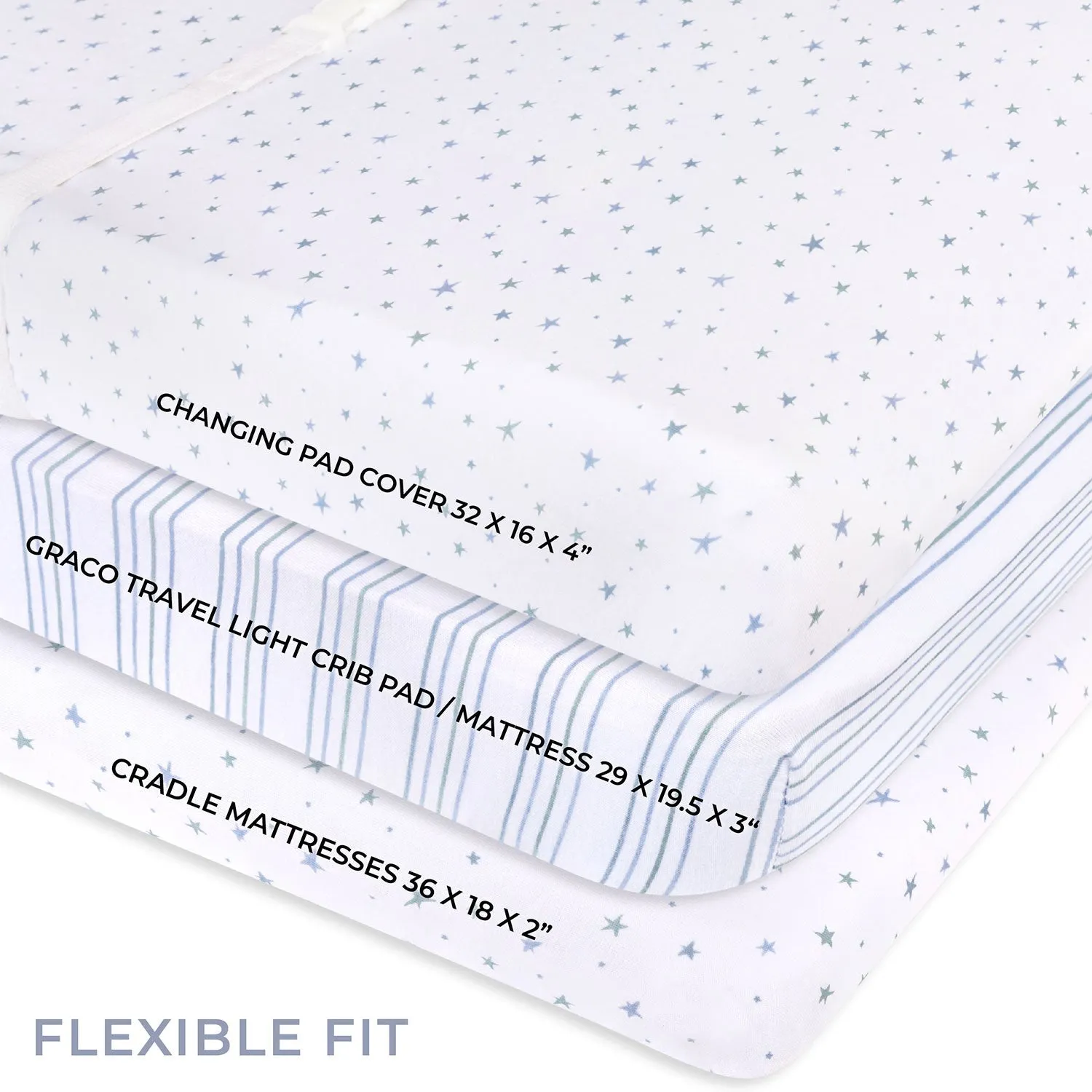 Changing Pad Cover | Cradle Sheet Set - Dusty Blue Stars