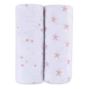 Changing Pad Cover | Cradle Sheet Set - Mauve Pink Stars