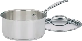 Cuisinart Chef's Classic 719-18 Sauce Pan with Cover, 2 qt Capacity, Aluminum, Polished Mirror, Riveted Handle :EA: QUANTITY: 1