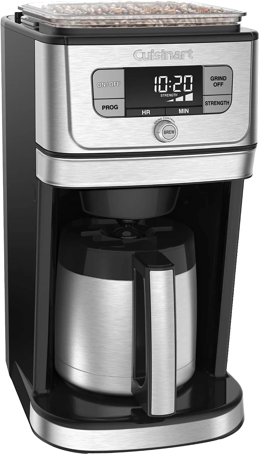 Cuisinart DGB-850 Burr Grind & Brew 10-Cup Coffeemaker with Thermal Carafe, Black/Stainless Steel, Silver