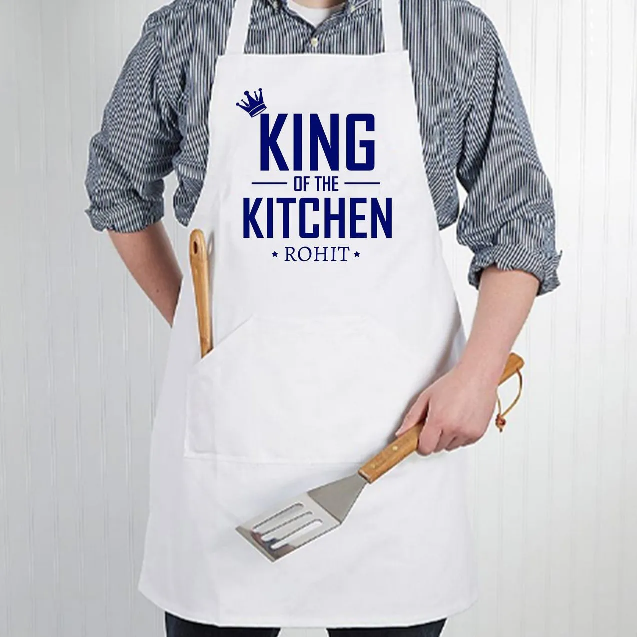 Customized Mens Aprons With Pockets for Kitchen - King