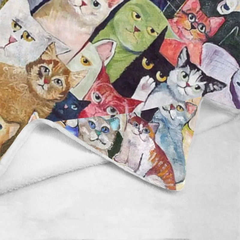 Cute Cats Print Fleece Blanket 60" x 80"