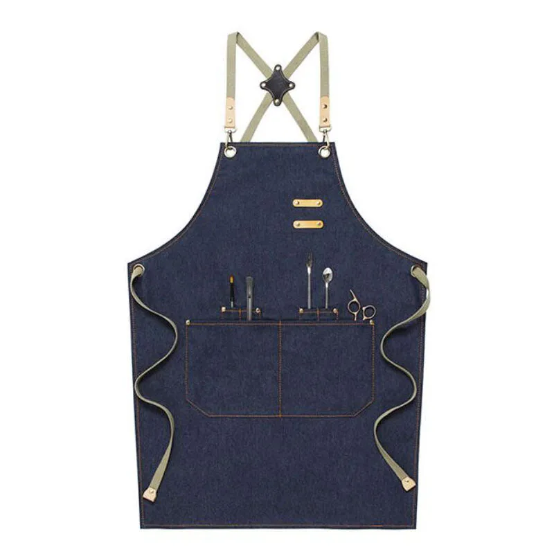 Denim Apron Custom Logo Serve Apron Personalized Studio Apron Chef Apron Work Apron M79-16A