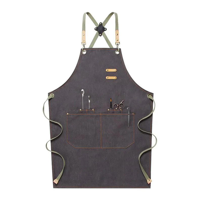 Denim Apron Custom Logo Serve Apron Personalized Studio Apron Chef Apron Work Apron M79-16A