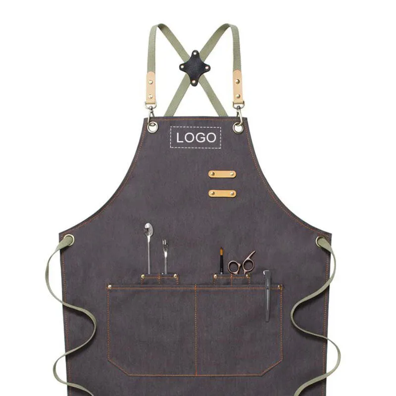 Denim Apron Custom Logo Serve Apron Personalized Studio Apron Chef Apron Work Apron M79-16A