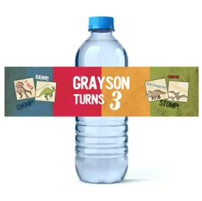 Dinosaur Birthday Water Bottle Labels