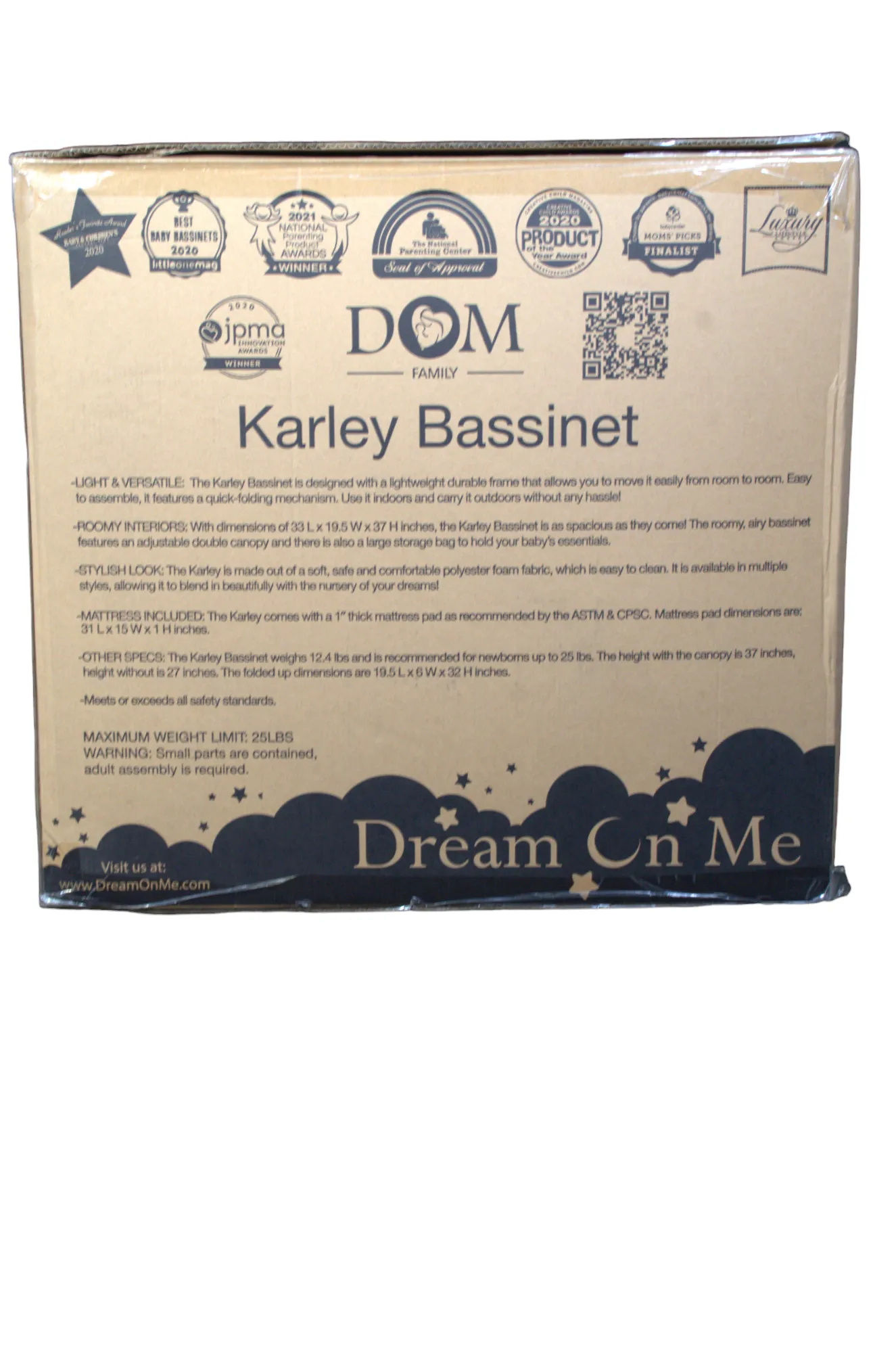 Dream On Me Karley Bassinet - Dove White