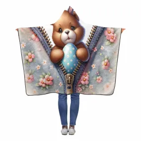 Easter Bear Awd1305  Hooded Blanket 60"x50"