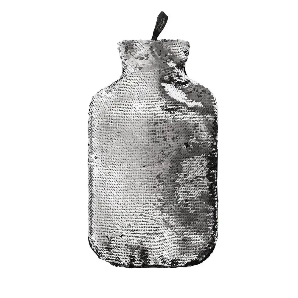 Fashy Hot Water Bottle With Black Sequin Cover