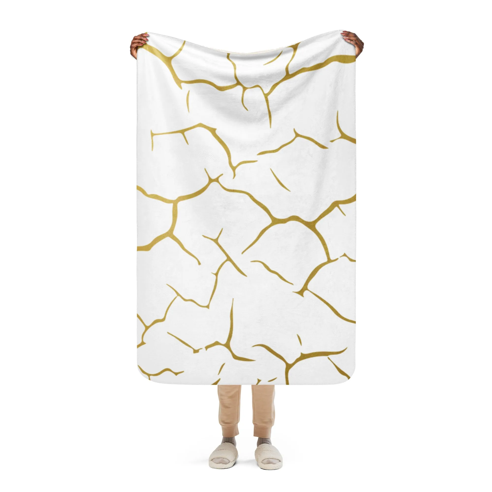 Golden Luxe Ultra-Soft Gold & White Sherpa Blanket for Everyday Comfort, lioness-love