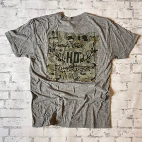 Hammer Down "Field Camo Antler" Short Sleeve T-shirt - Heather Gray