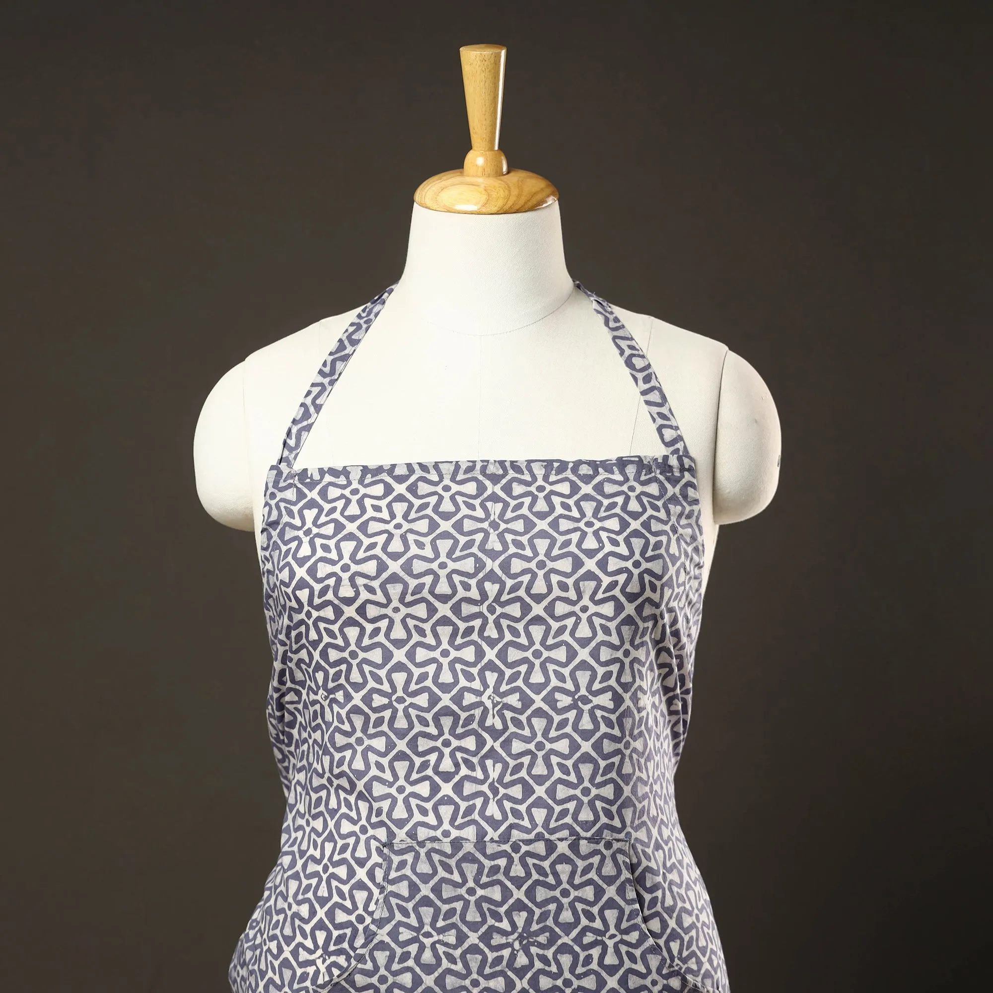 Hand Batik Printed Cotton Apron with Pocket 58