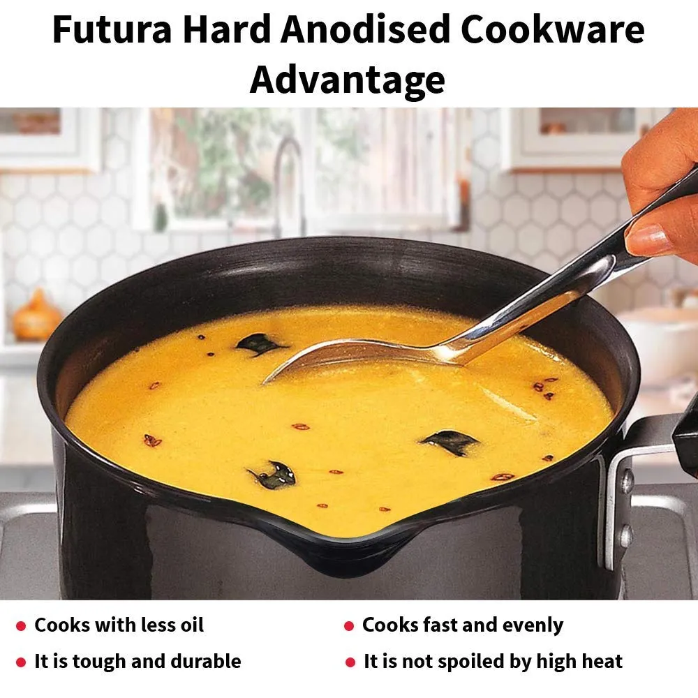 Hawkins Futura Hard Anodised Saucepan, Capacity 1.5 Litre, Diameter 16 cm, Thickness 3.25 mm, Black (Aluminium, AS15)