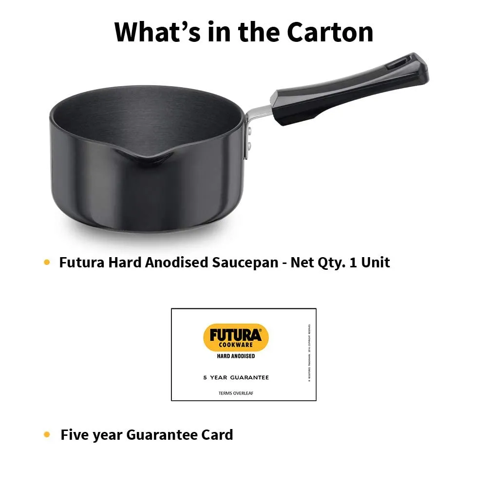 Hawkins Futura Hard Anodised Saucepan, Capacity 1.5 Litre, Diameter 16 cm, Thickness 3.25 mm, Black (Aluminium, AS15)