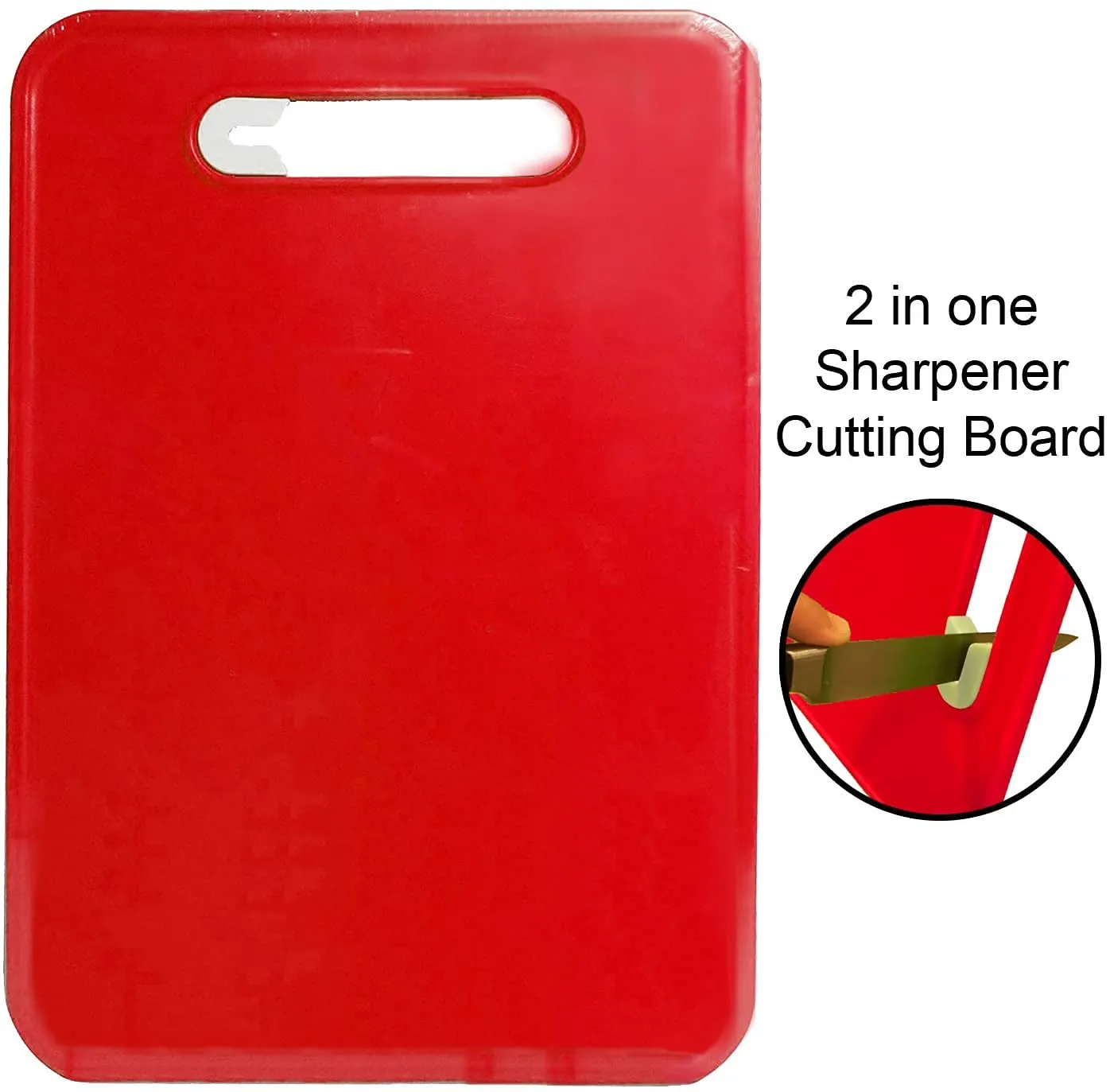 Heart Home Plastic 2 in 1 Knife Sharpener 2 Pieces Chopping Cutting Board (Yellow & Red) - (CTHH013147)