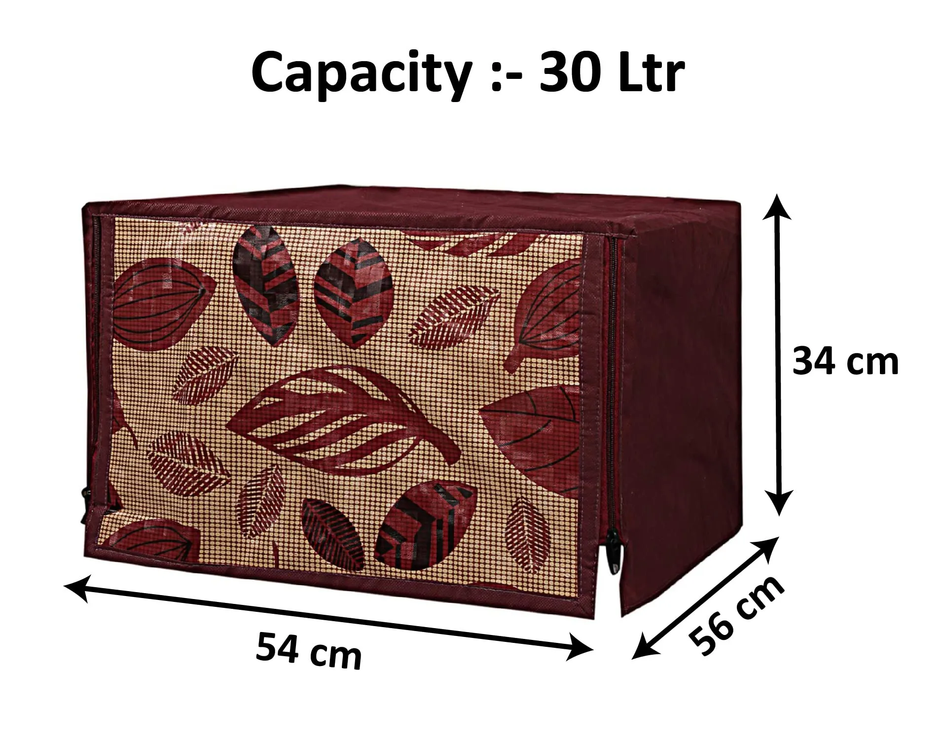 Heart Home PVC Leaf Printed Microwave Oven Cover,30 LTR. (Brown)-HS43HEARTH25967