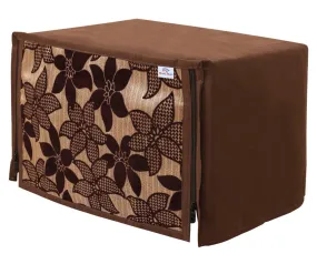 Heart Home Velvet Flower Printed Microwave Oven Cover, Dustproof Machine Protector Cover,23 LTR. (Brown)-HS43HEARTH26058